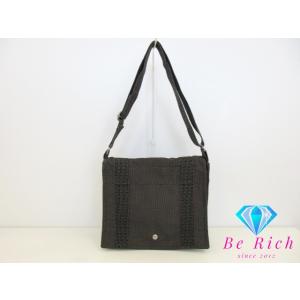 エルメス HERMES ショルダーバッグ エール ライン バサス PM グレー ナイロン キャンバス...