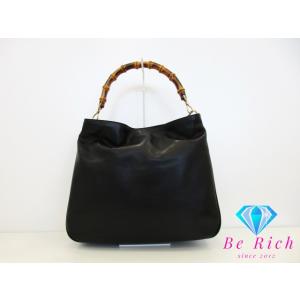 グッチ GUCCI 2way ショルダーバッグ 001.1577 バンブー ハンドル ブラック 黒 ...