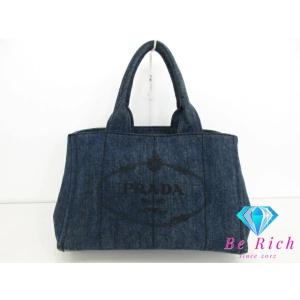 プラダ PRADA トートバッグ ハンドバッグ カナパ B1877B 青 ブルー デニム キャンバス...