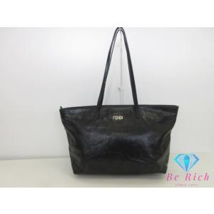 フェンディ FENDI トートバッグ ショルダーバッグ 8BH198 ブラック パイソン 型押し レ...