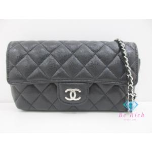 シャネル CHANEL マトラッセ アイウェアケース ショルダーポーチ AP2044 キャビアスキン レザー 黒 ブラック 【中古】【送料無料】 bk9997