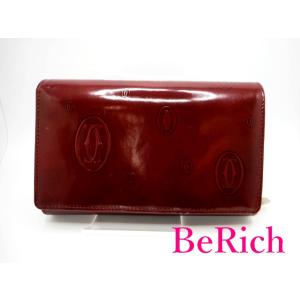 カルティエ Cartier 二つ折り財布 ハッピーバースデー ボルドー パテント レザー エナメル ...