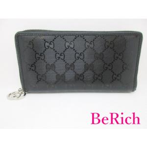 グッチ GUCCI ラウンドファスナー 長財布 307982 GG インプリメ 黒 PVC レザー ...