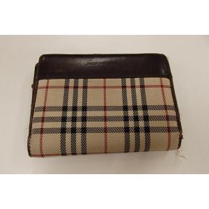 バーバリー がま口財布 札入れ 小銭入れ チェック柄 ナイロン/レザー BURBERRY 【中古】b...