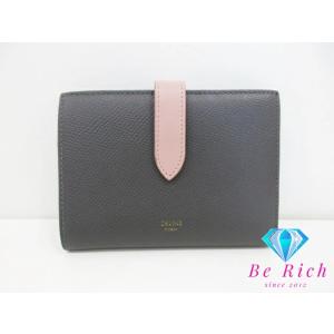 セリーヌ CELINE 二つ折り財布 10B643BRU ミディアム ストラップ ウォレット ダーク...