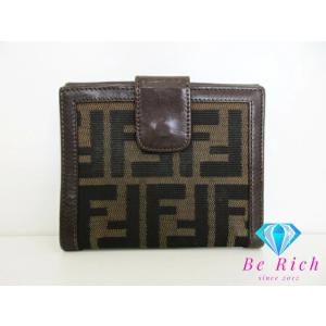 フェンディ FENDI Wホック 二つ折り財布 2251 12671 008 ズッカ ブラウン キャ...