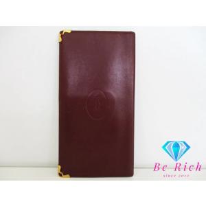 カルティエ Cartier メンズ 二つ折り財布 長財布 札入れ マスト ライン ボルドー レザー ...