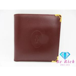 カルティエ Cartier メンズ 二つ折り財布 73184192 マスト ボルドー レザー ロゴ ...