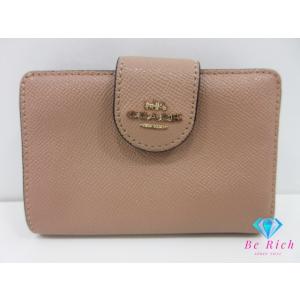 コーチ 二つ折り 財布 6390 ベージュ ミディアム コンパクト ウォレット レザー COACH ...