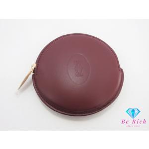 美品 カルティエ Cartier マスト ライン ラウンド 型 コインケース 小銭入れ ボルドー レ...