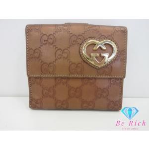 グッチ GUCCI Wホック 二つ折り財布 245727 GG シマ ブロンズ ブラウン 茶 ロゴ ...