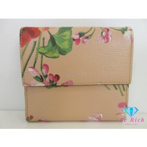 グッチ GUCCI Wホック 二つ折り 財布 410104 ブルームス 花柄 フラワー ピンク マル...