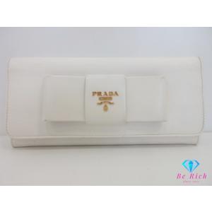 プラダ PRADA 二つ折り財布 長財布 サフィアーノ 1M1132 ビアンコ ホワイト 白 レザー...