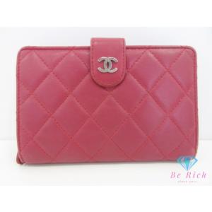 シャネル 二つ折り 財布 A48667 マトラッセ ココマーク レッド 赤 ラムスキン CHANEL...