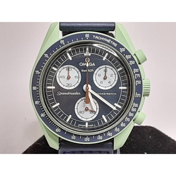 美品 オメガ × スウォッチ ミッション オン アース スピードマスター ムーンウォッチ SO33G...