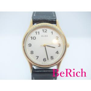セイコー SEIKO アルバ メンズ 腕時計 V501-1B80 白 ホワイト 文字盤 SS レザー...