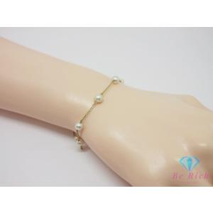 ミキモト MIKIMOTO K14 YG ベビーパール 真珠 5mm 珠 付 ステーション ブレスレ...