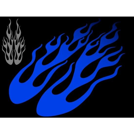 ファイヤーパターンステッカー フレイムス A 左右セット 青 (屋外耐候3年) カッティングタイプ ...