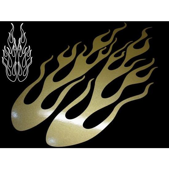 ファイヤーパターン カッティングステッカー フレイムス A 左右セット ゴールドメタリック (屋外耐...