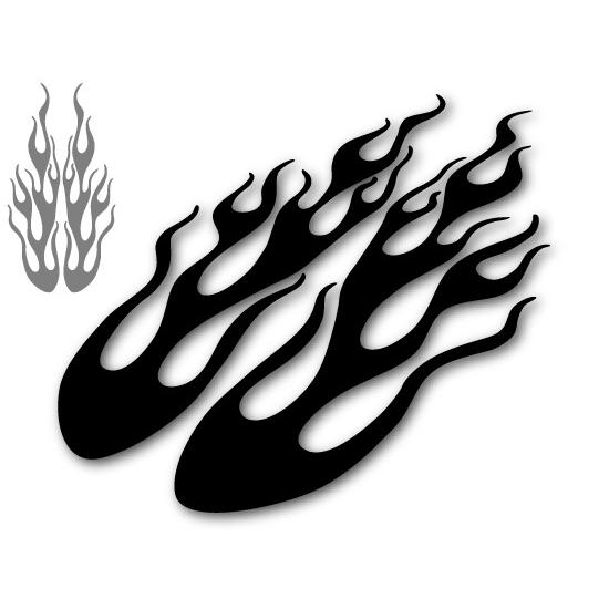 ファイヤーパターン カッティングステッカー フレイムス A 左右セット 黒 (屋外耐候4年)