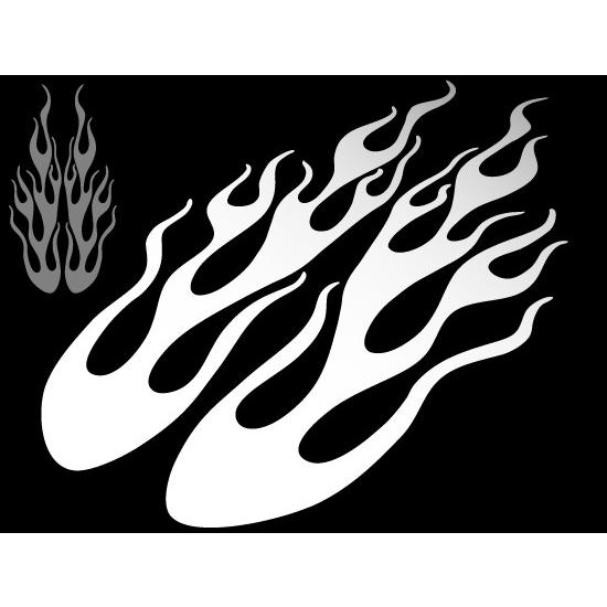 ファイヤーパターン カッティングステッカー フレイムス A 左右セット 白 (屋外耐候4年)