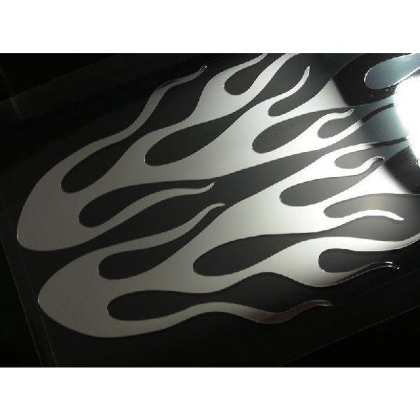 ファイヤーパターンステッカー 鏡面シルバーミラー フレイムタイプA