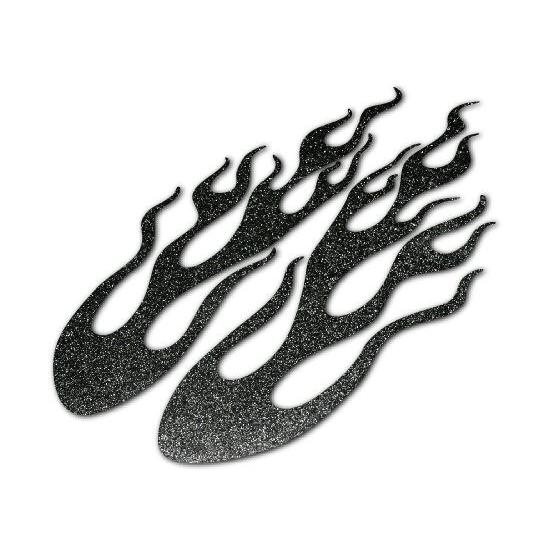 ファイヤーパターンカッティングステッカー フレイムスA 左右セット ブラックラメ