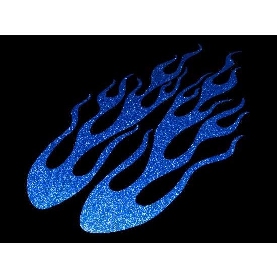 ファイヤーパターンカッティングステッカー フレイムスA 左右セット ブルーラメ