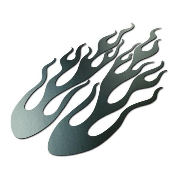 車・バイク用ファイヤーパターンカッティングステッカー フレイムス A 左右セット 艶消しガンメタリッ...