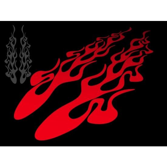 ファイヤーパターン カッティングステッカー フレイムス B 左右セット 赤 (屋外耐候3年)