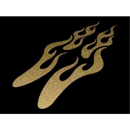 ファイヤーパターンステッカー フレイムスC 左右セット ゴールドラメ