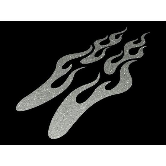 ファイヤーパターンカッティングステッカー フレイムスC 左右セット シルバーラメ