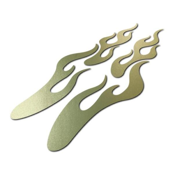 車・バイク用ファイヤーパターンカッティングステッカー フレイムス C 左右セット 艶消しシャンパンゴ...