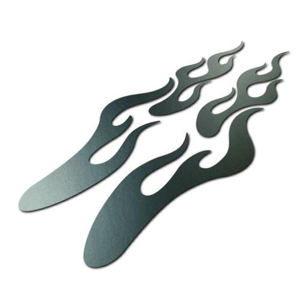 車・バイク用ファイヤーパターンカッティングステッカー フレイムス C 左右セット 艶消しガンメタリッ...