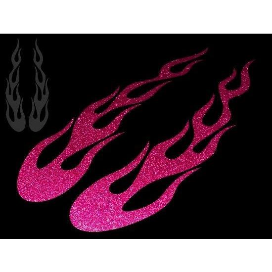 ファイヤーパターンカッティングステッカー フレイムスE 左右セット ピンクラメ