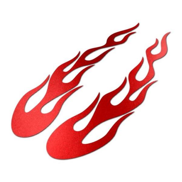 車・バイク用ファイヤーカッティングステッカー フレイムス E 左右セット 艶消しメタリックレッド