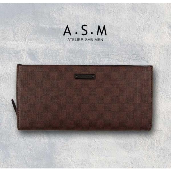 [A.S.M]　アトリエサブメン　ラウンドファスナー長財布　チェアー　ブラウン　　152615