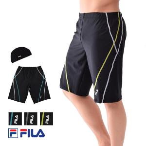 メンズ フィットネス水着 スイムキャップ 2点セット FILA フィラ 水着 大きいサイズ ゆったり 体型カバー スイミング M L LL 3L 4L 5L 438901 ネコポス送料無料｜Beach Angel