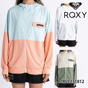 ロキシー ラッシュガード レディース 新作 女性 長袖 かわいい ドロップショルダー UV加工 ロゴ 2トーン Ｍ L ROXY RLY231812の商品画像