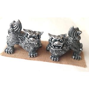 小橋川 昇 手捻這型獅子（白土焼締）＠小橋川陶芸 沖縄 置きもの