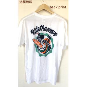 沖縄Tシャツ　Ride the wave　波乗りヤンバルクイナ　白　