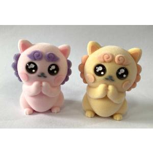 シーサー置物 ニコニコシーサー ペアーシーサー 緑台付き 赤 青 厄除け