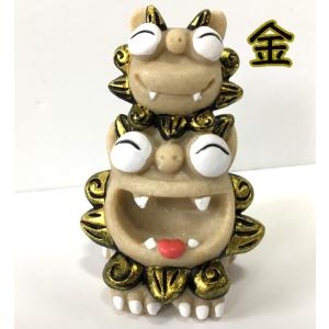 シーサー置物 素焼き調シーサー 開運 茶 厄除け魔除 沖 : okinawa