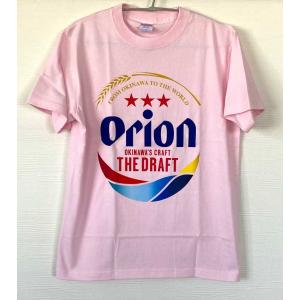 オリオンビールTシャツ　 orion  公式　 ドラフト缶フロント 新ロゴ　ピンク｜beachstylemarineblue