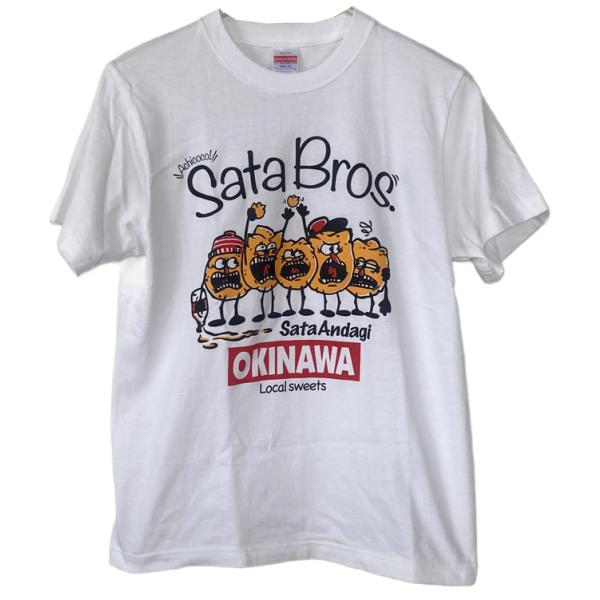 沖縄Tシャツ　sata bros 　サーターアンダーギーtシャツ　白