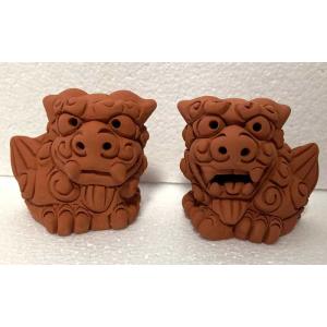 シーサー(素焼き)／沖縄／美品／魔除け／厄除け／御守り／置物／陶器 シーサー置物 素焼き ミニ新 厄除け魔除け お守り : okinawa マリン