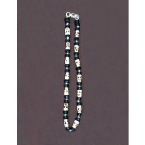 ビーズネックレススカルパターン ブラック 45cm : ビーズ屋公ちゃん