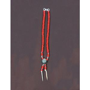 ビーズネックレスコンチョ レッド 40cm