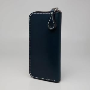 クロコダイル×コードバン本藍染め ラウンドジップウォレット Type2