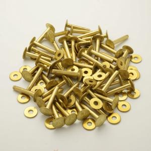 真鍮リベット（ブラスリベット）（Brass Rivet）#9×1インチ 50セット　レザークラフト 金具 革 かしめる カシメ｜bead-ya